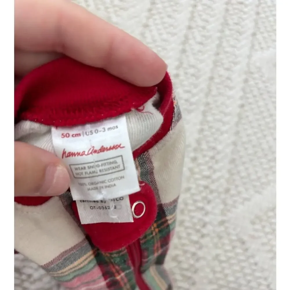 Hanna Anderson Plaid Baby Organic Cotton Sleeper Size 0-3 Months
